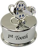 LP00000-05: Silver Plate Jewel Baby 1st Tooth Blue